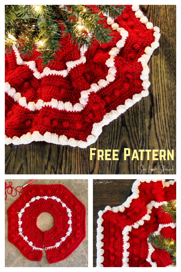 Bobble Stitch Christmas Tree Skirt Free Crochet Pattern