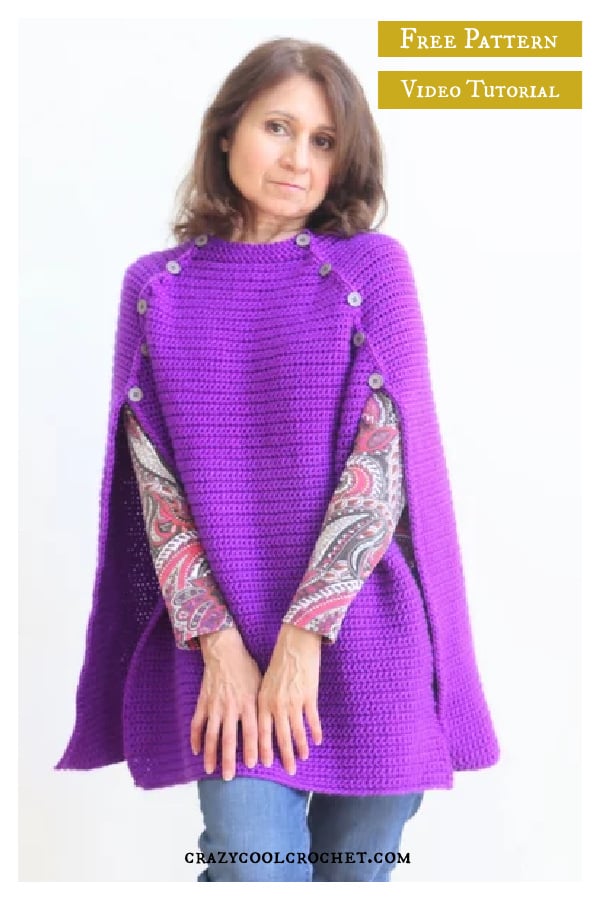 Chic Cape Free Crochet Pattern and Video Tutorial