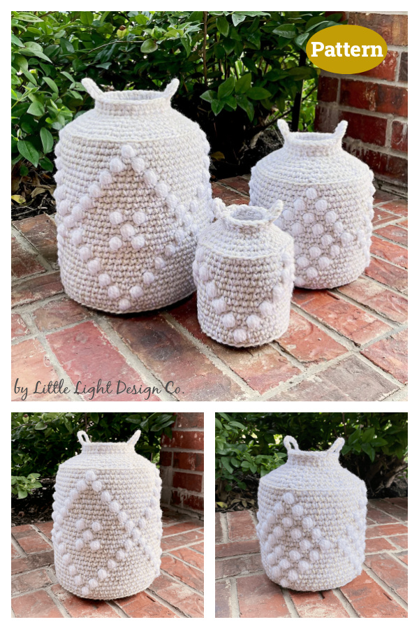 Decorative Bobble Basket Set Crochet Pattern