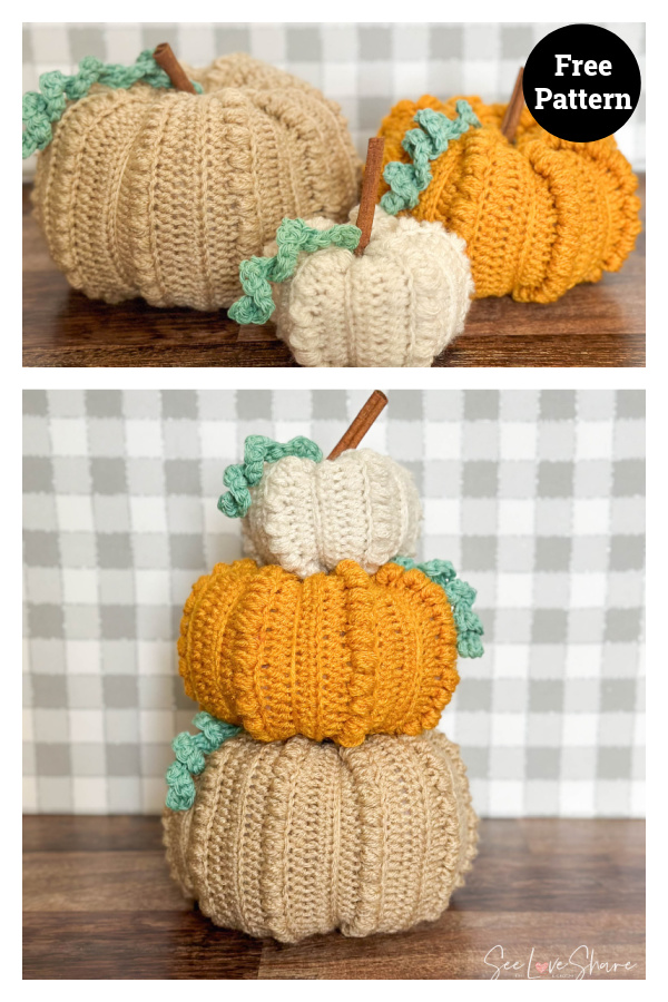 Farmhouse-Chic Stackable Pumpkins Free Crochet Pattern