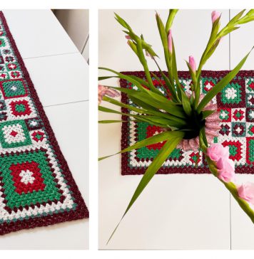 Granny Square Table Runner Free Crochet Pattern and Video Tutorial