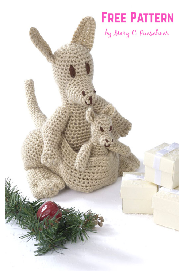 Mama Kangaroo and Joey Amigurumi Free Crochet Pattern