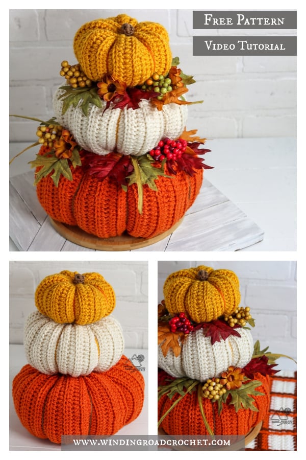 Stacked Pumpkin Centerpiece Free Crochet Pattern and Video Tutorial