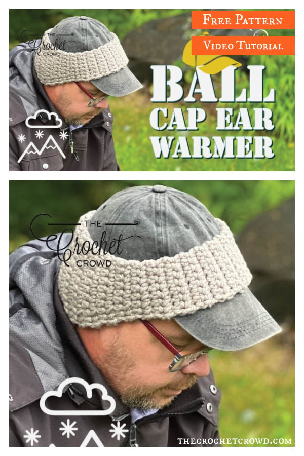 Ball Cap Ear Warmer Free Crochet Pattern and Video Tutorial