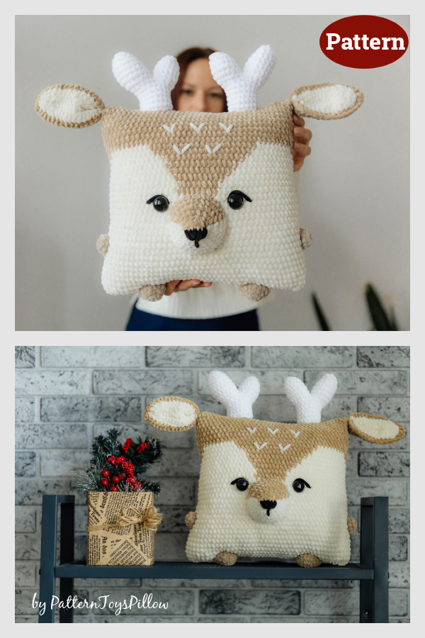 Christmas Deer Pillow Crochet Pattern
