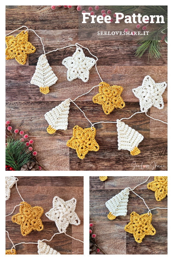 Christmas Tree and Star Garland Free Crochet Pattern
