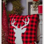 Farmhouse Plaid Deer Pillow Cover Free Crochet Pattern