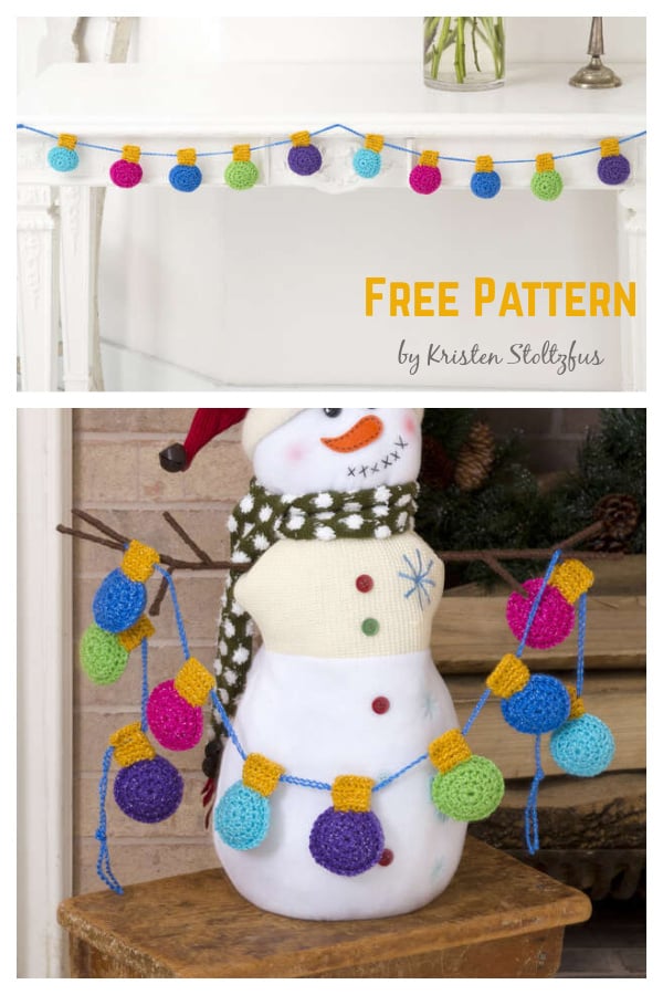 Holiday Light Bulb Garland Free Crochet Pattern