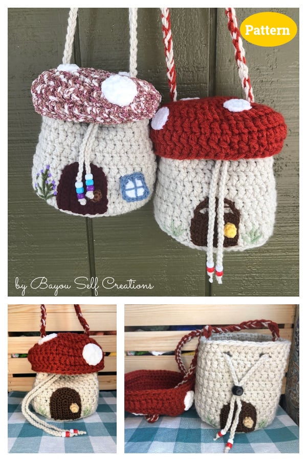 Mushroom Drawstring Bag Crochet Pattern