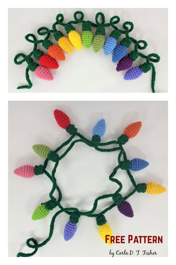 Scrap-Buster Holiday Light Garland Free Crochet Pattern