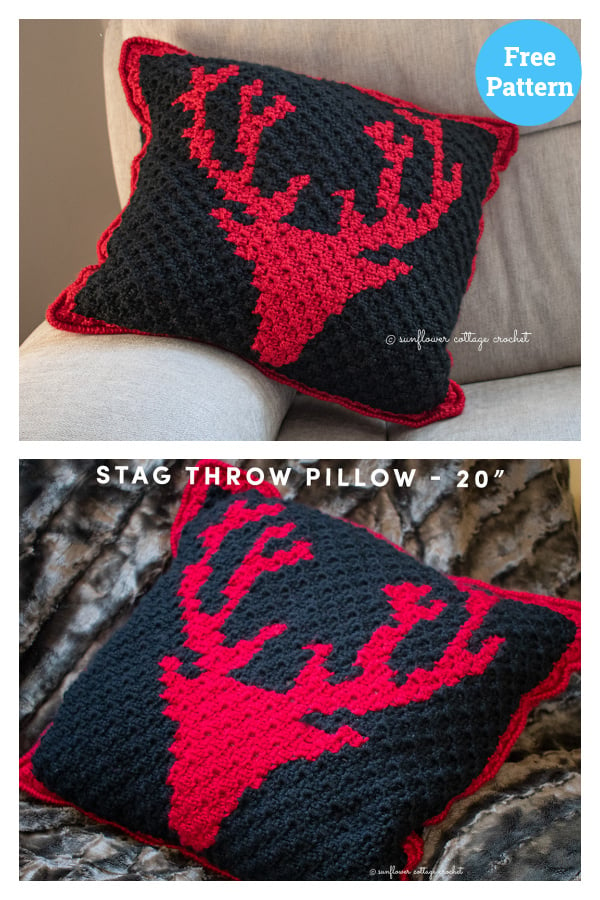 Stag Throw Pillow Free Crochet Pattern