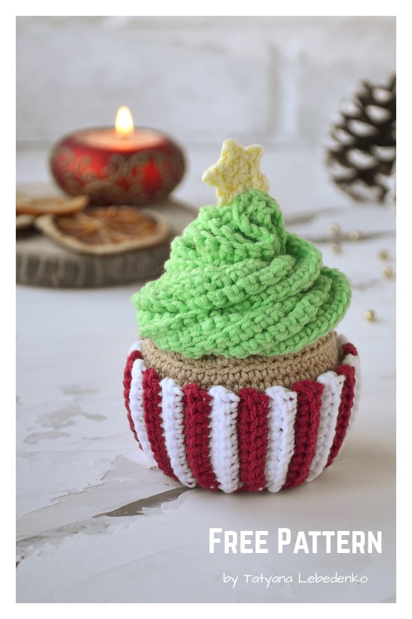 Christmas Tree Cupcake Free Crochet Pattern
