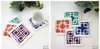 Easy Tunisian Mosaic Coasters Free Crochet Pattern