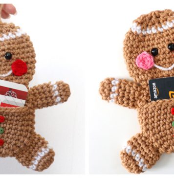 Gingerbread Man Gift Card Holder Free Crochet Pattern