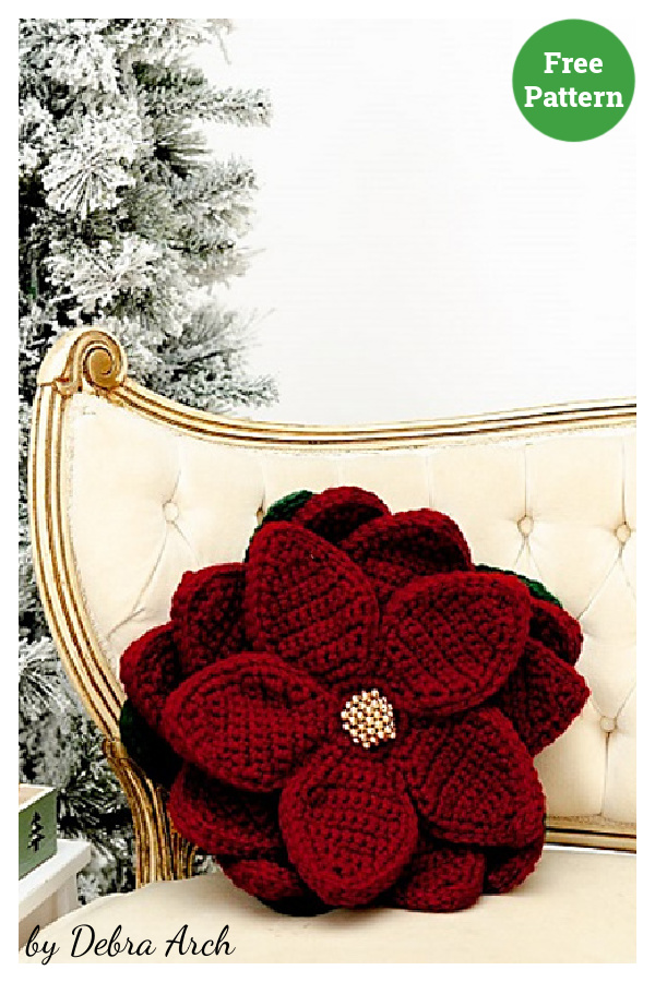 Poinsettia Pizzazz Pillow Free Crochet Pattern