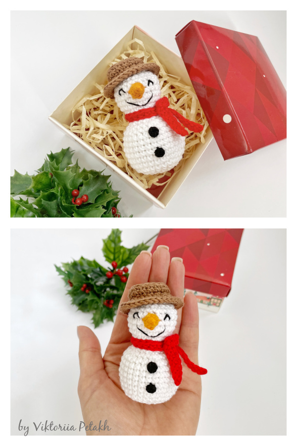 Snowman Christmas Ornament Free Crochet Pattern