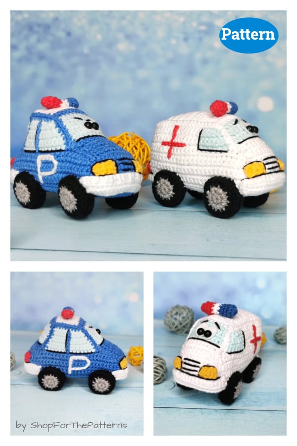 Ambulance and Police Car Crochet Pattern