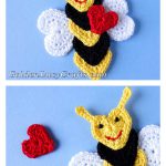 Bee Mine Valentine’s Day Applique Free Crochet Pattern