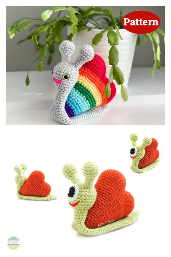 Cupid The Love Snail With Heart Amigurumi Toy Crochet Pattern
