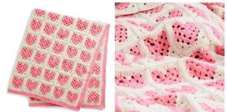 Heart Granny Square Scrapghan Blanket Free Crochet Pattern