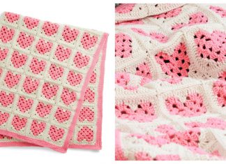 Heart Granny Square Scrapghan Blanket Free Crochet Pattern