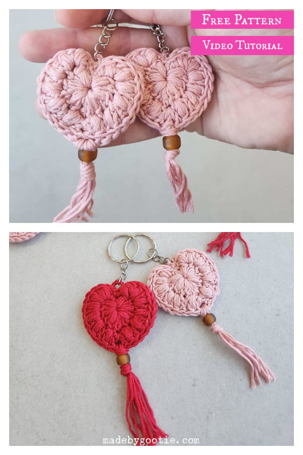 Heart Keychain Free Crochet Pattern and Video Tutorial