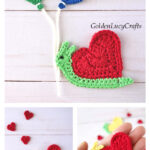 Heart Snail Applique Free Crochet Pattern and Video Tutorial