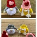 How to Crochet Valentine Gnome Jar Cozies Video Tutorial