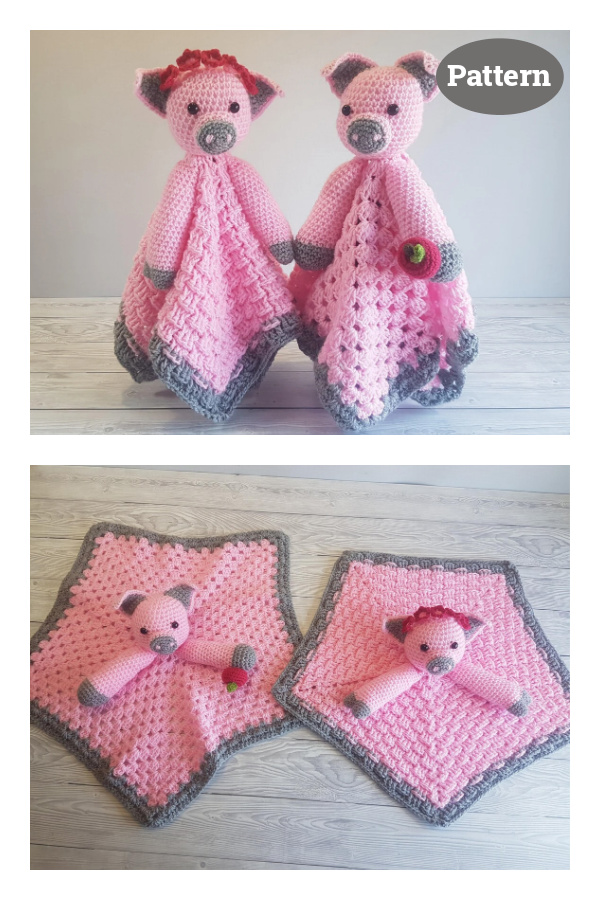 Pip & Petunia Pig Lovey Blankets Crochet Pattern