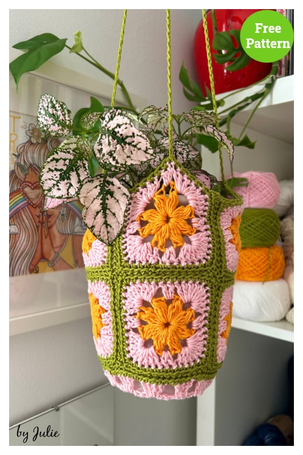 Spring Bloom Plant Hanger Free Crochet Pattern