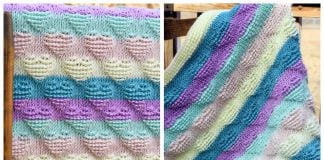 Tunisian Striped Hearts Baby Blanket Free Crochet Pattern