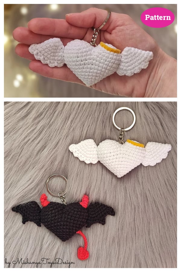Valentines Gift Heart Keychain Crochet Pattern