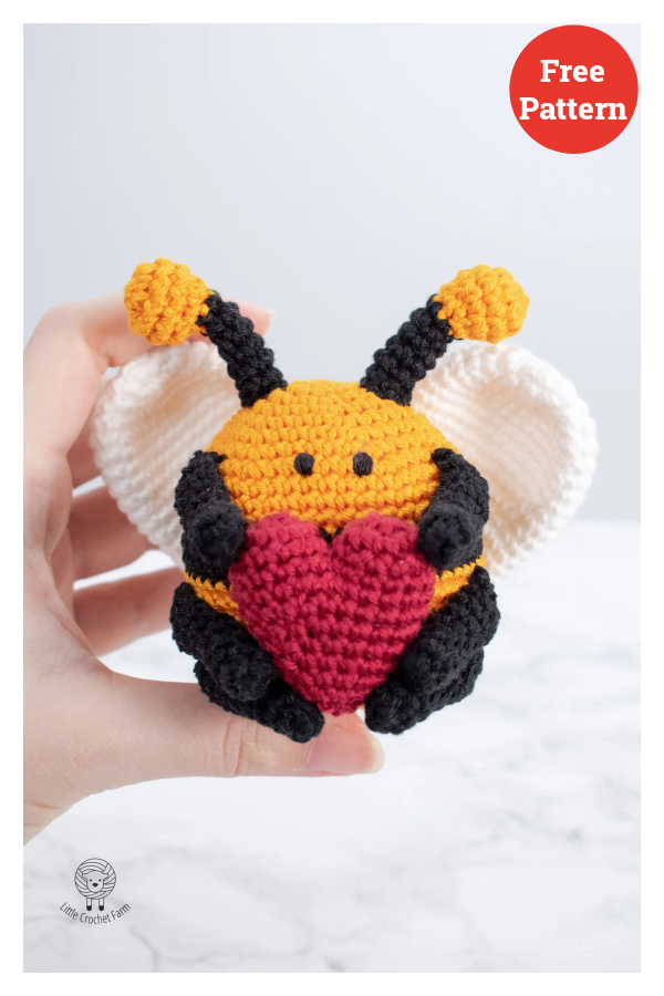 Valentine's Love Bee Amigurumi Free Crochet Pattern