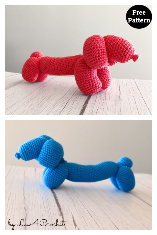 Weiner Balloon Dog Free Crochet Pattern