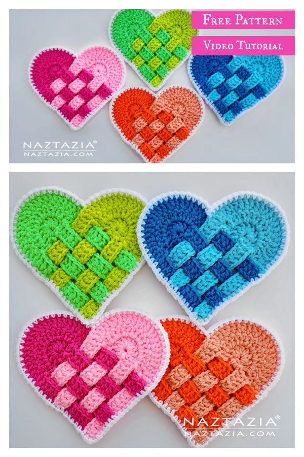 Woven Heart Free Crochet Pattern and Video Tutorial