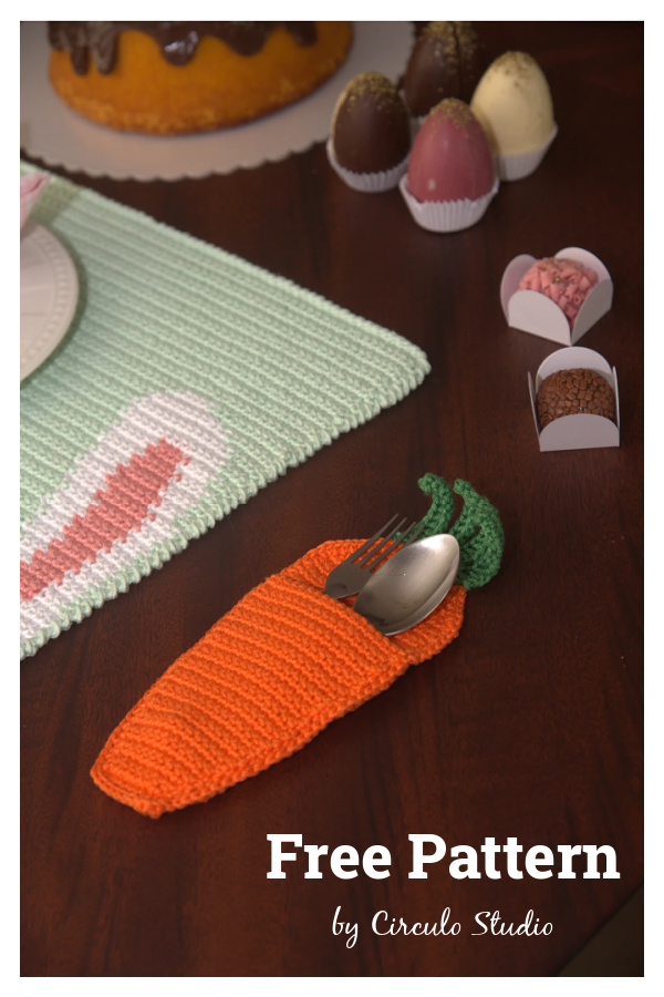 Carrot Cutlery Cover Free Crochet Pattern