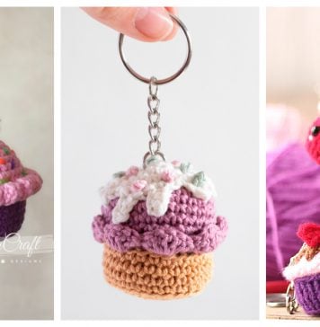 Cupcake Keychain Free Crochet Pattern