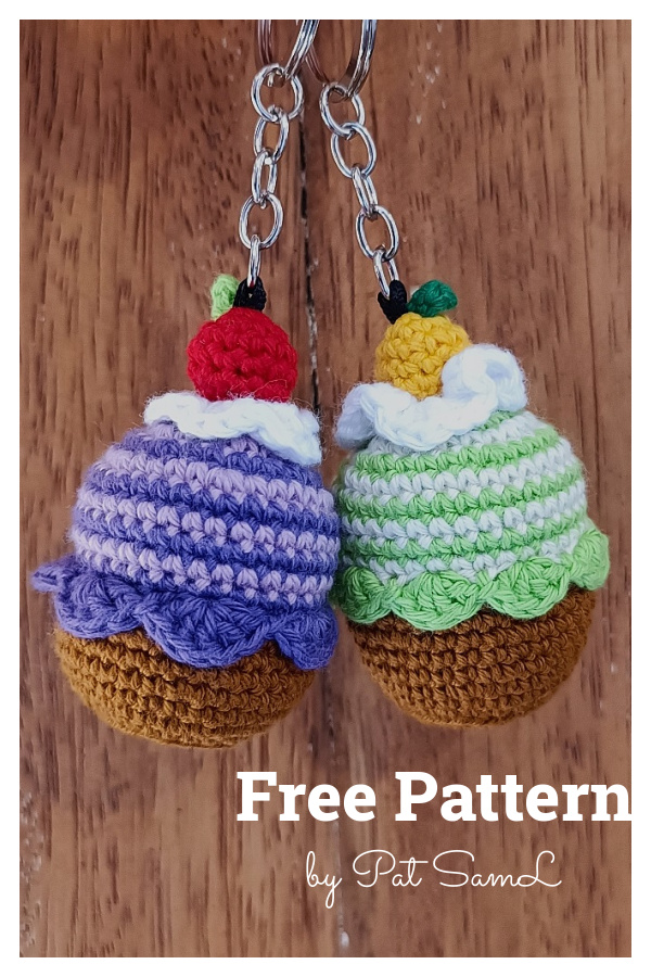 Cute Cupcake Keychain Free Crochet Pattern
