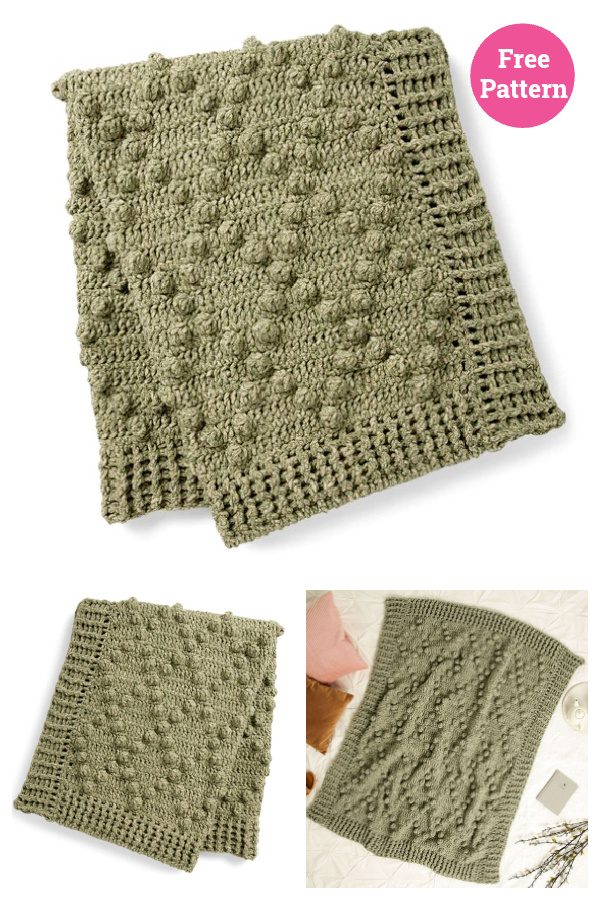 Diamond Popcorn Blanket Free Crochet Pattern