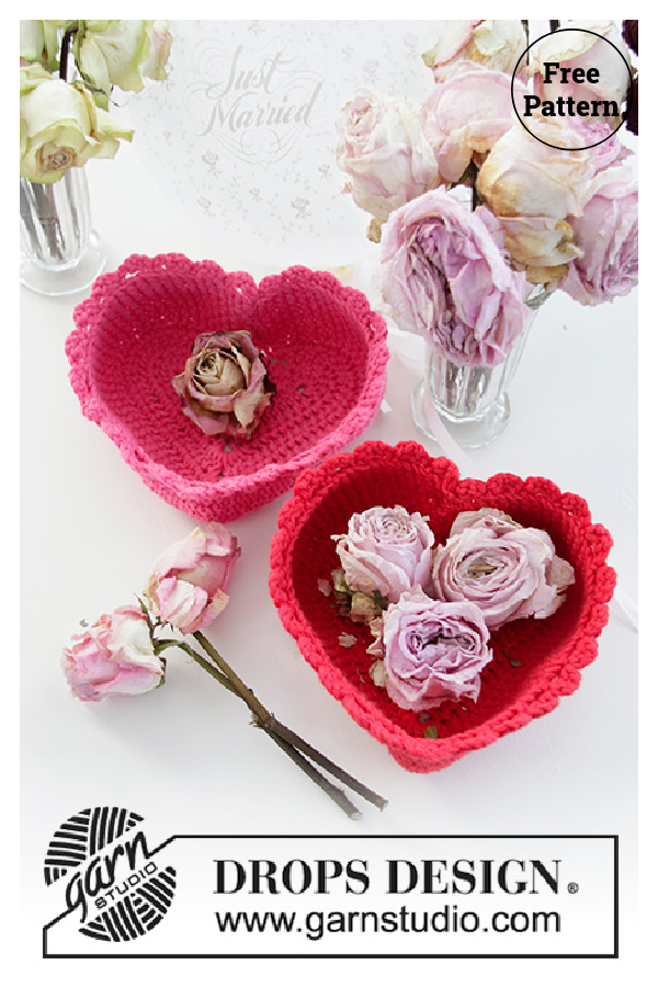 Forever Love Heart Shaped Basket Free Crochet Pattern