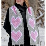 Heart C2C Scarf Free Crochet Pattern