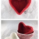 Heart Shaped Nesting Baskets Free Crochet Pattern