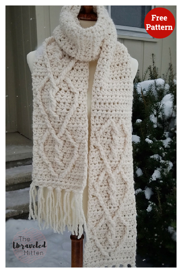 Hearts Entwined Chunky Scarf Free Crochet Pattern