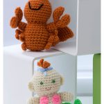 Little Lobster and Baby Mermaid Amigurumi Free Crochet Pattern