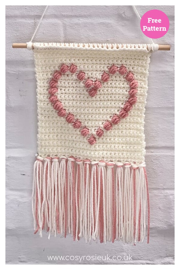 Love Heart Yarn Wall Hanging Free Crochet Pattern