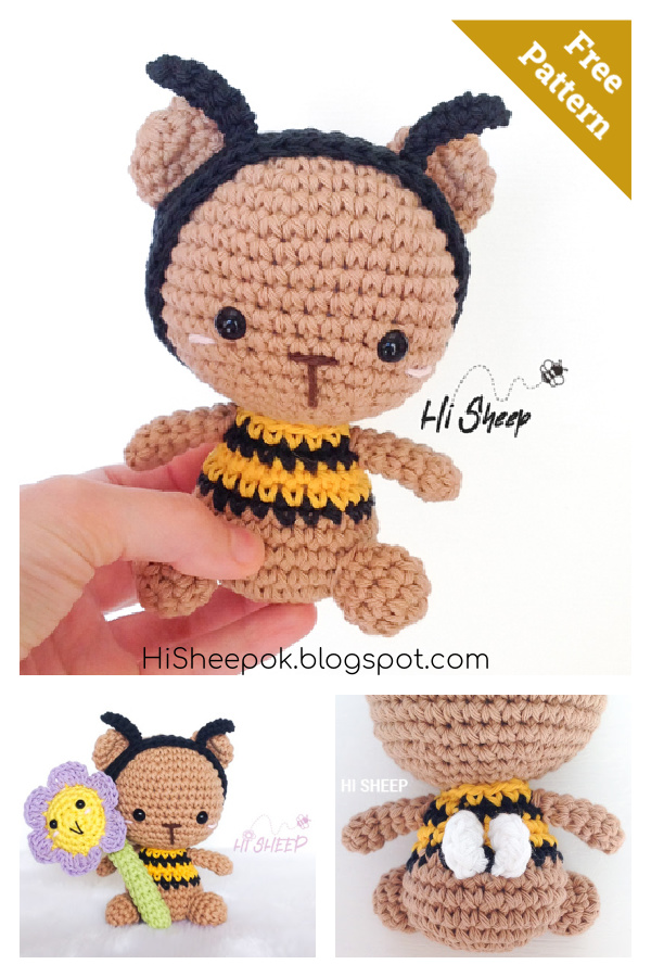 Mellow the Bee Bear Amigurumi Free Crochet Pattern