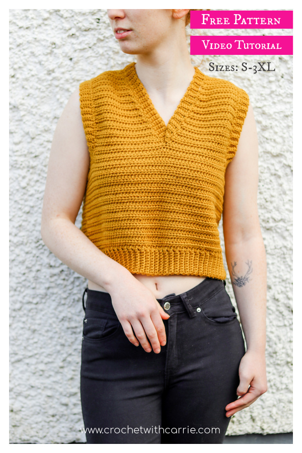 Vest Top Free Crochet Pattern and Video Tutorial