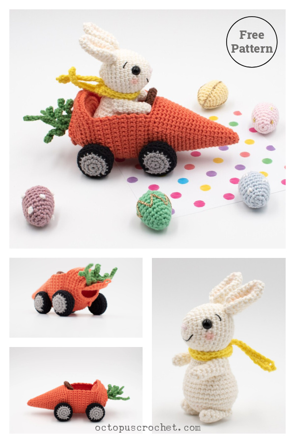 Amigurumi Bunny in Carrot Car Free Crochet Pattern