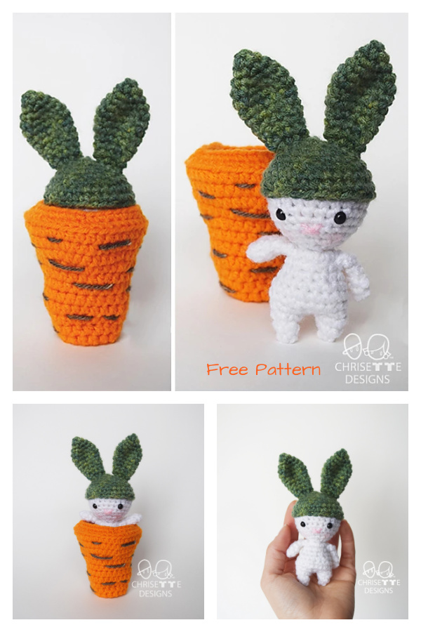 Beanie the Easter Bunny with Carrot Amigurumi Free Crochet Pattern