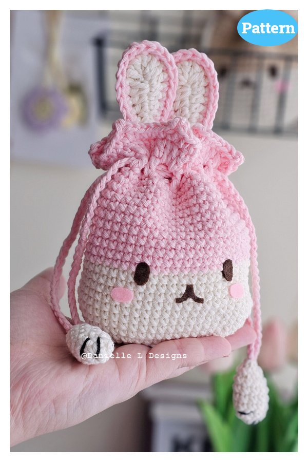 Bunny Drawstring Pouch Bag Crochet Pattern